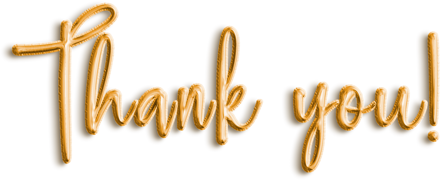 Golden Text Thank You cut out